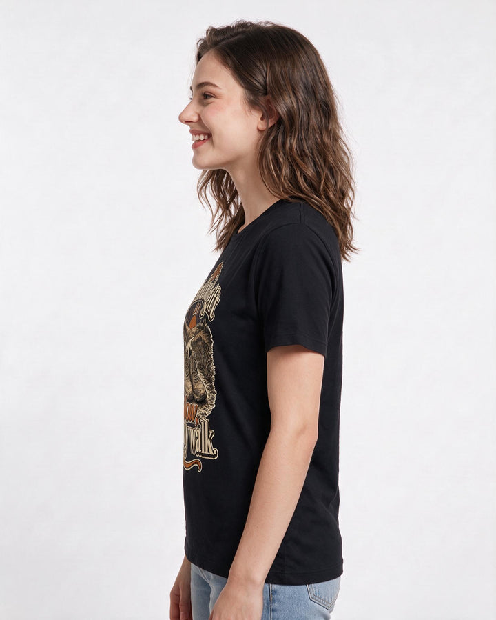 Christian Faith Women's Black T-Shirt – My spiritual gift is a slow, steady walk. product image 2