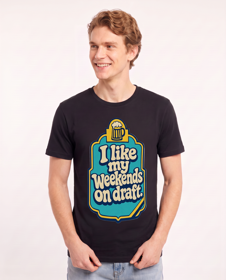 Funny Beer Men's Black T-Shirt - I like my weekends on draft. product image 3