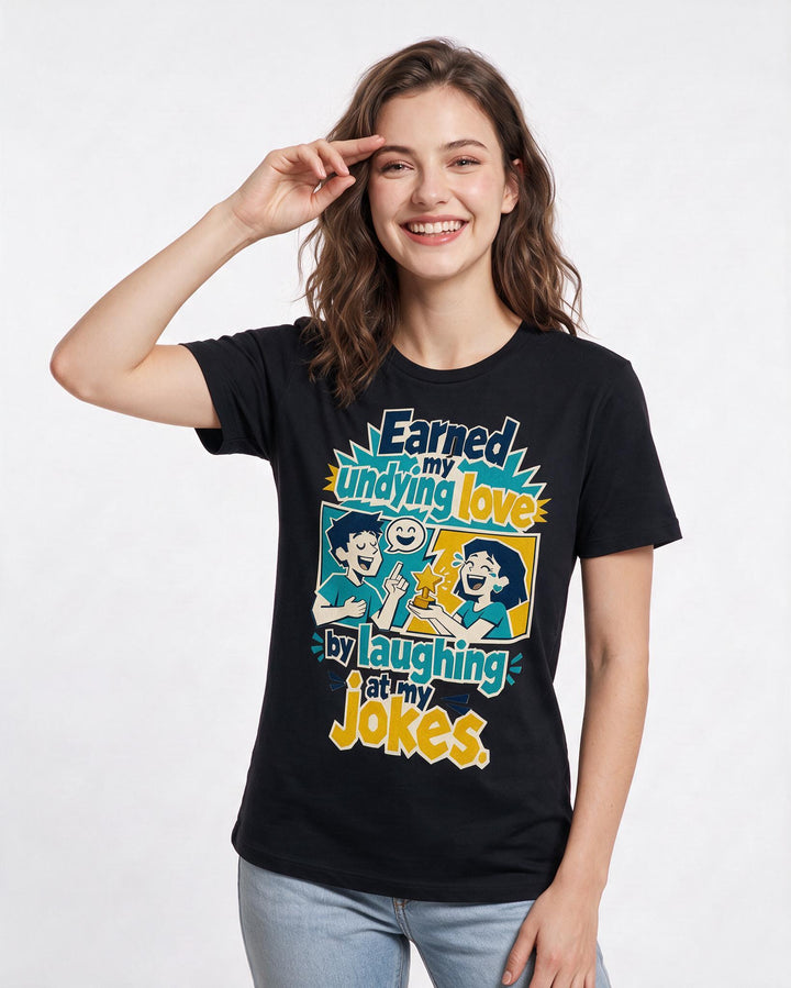 Couples Black T-Shirt for Women – Everyday Expression Graphic Tee product image 3