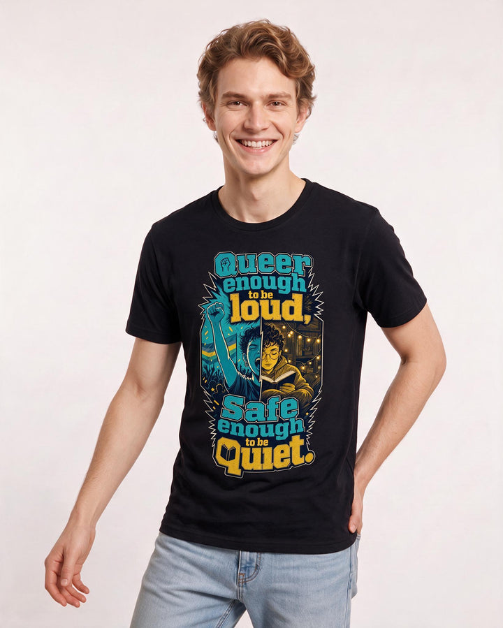 Pride Men's Black T-Shirt – Queer enough to be loud, safe enough to product image 3