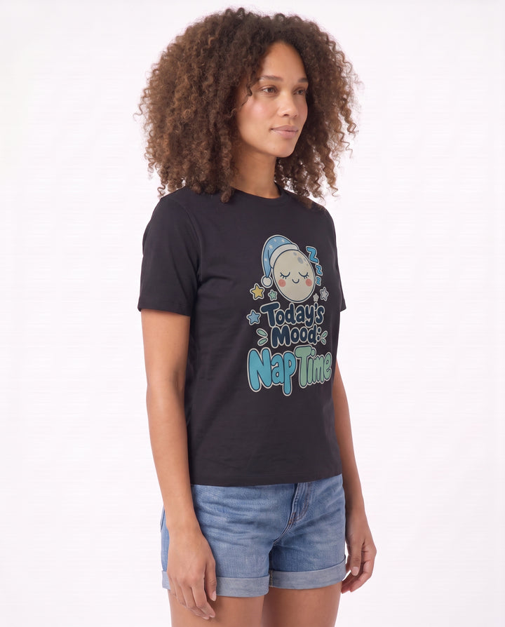 Today's Mood: Nap Time Black T-Shirt mockup 2