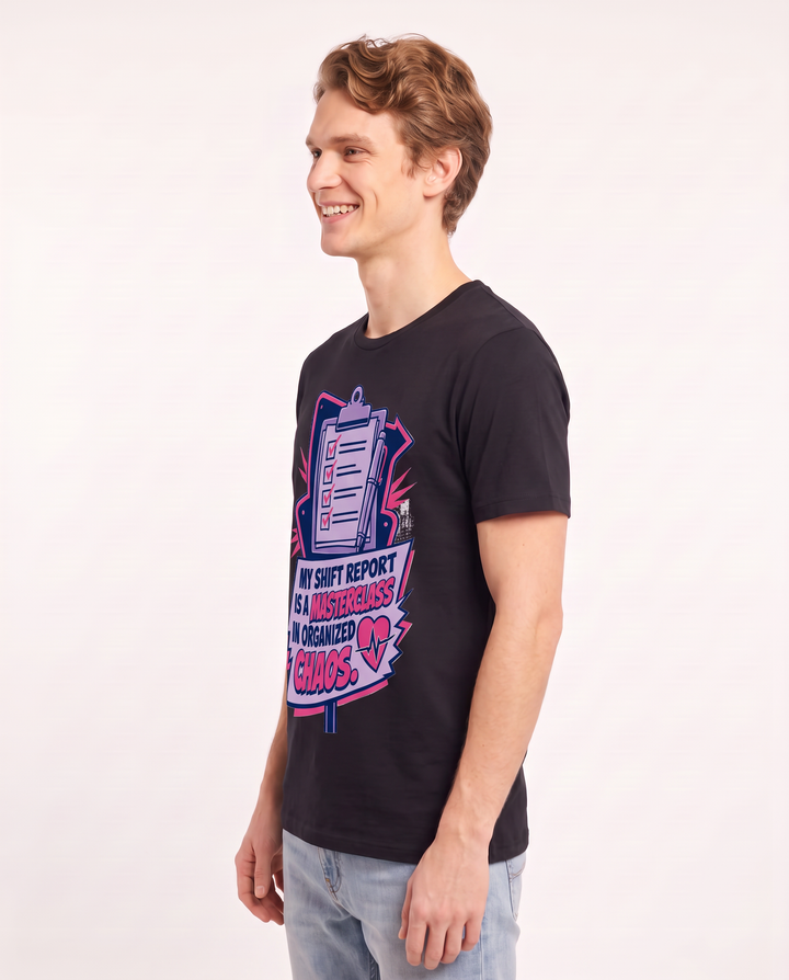 Nurse Gift Men's Black T-Shirt - My shift report is a masterclass in product image 2