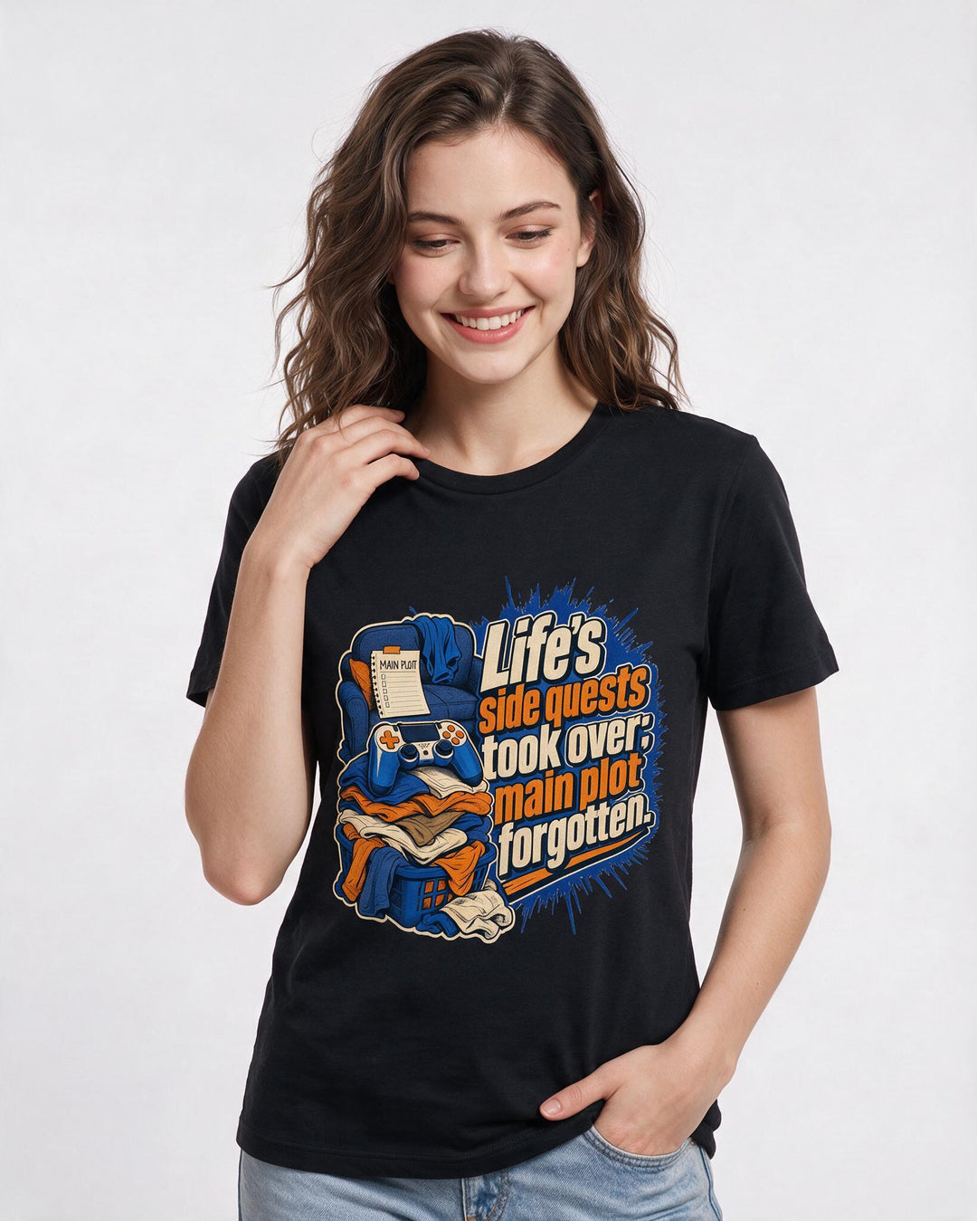 Gaming Black T-Shirt for Women – Game Night Graphic Tee product image 1