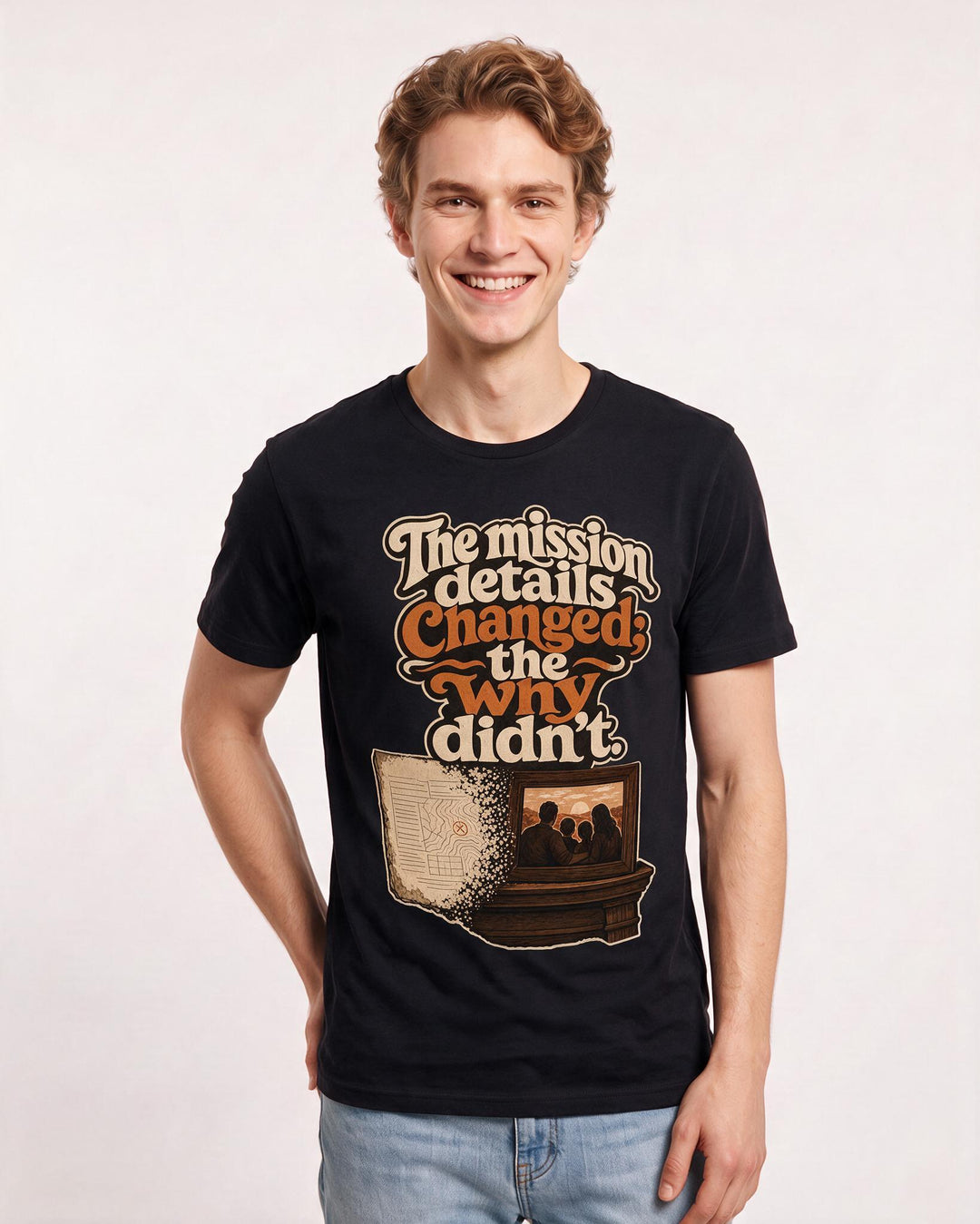 Veteran Men's Black T-Shirt – The mission details changed; the why didn't. product image 3