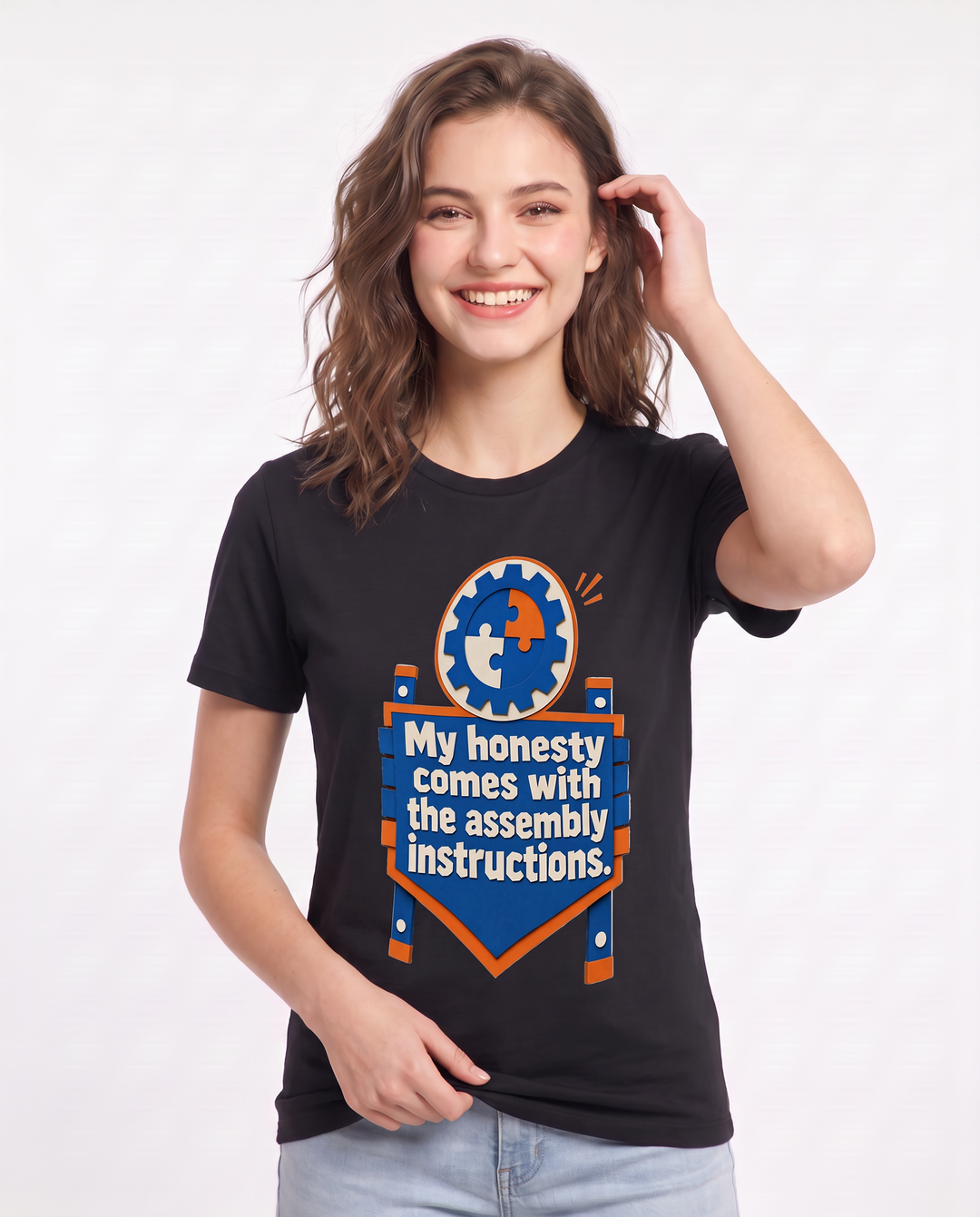 Graphic Women's Black T-Shirt - My honesty comes with the assembly product image 3
