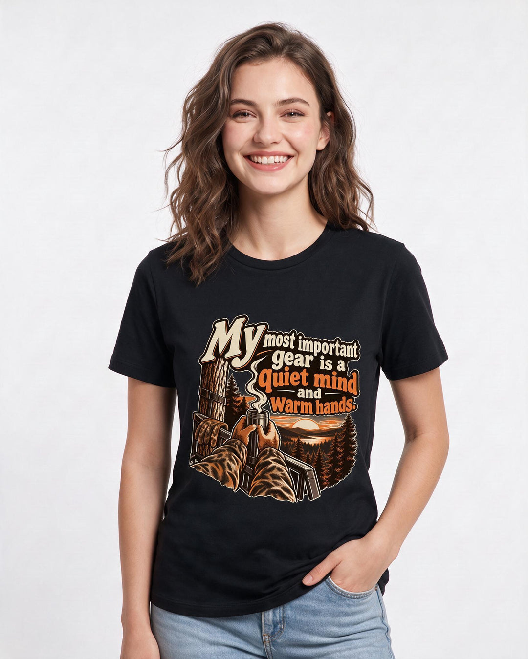 Hunting Black T-Shirt for Women – Everyday Expression Graphic Tee product image 1