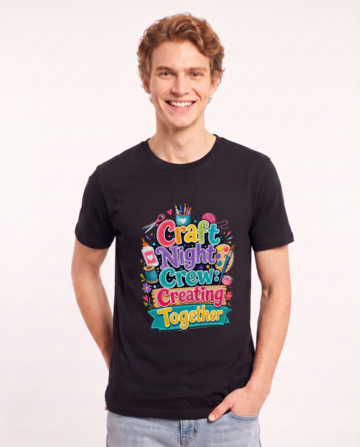 Craft Night Crew: Creating Together Men's Black T-Shirt product image 1