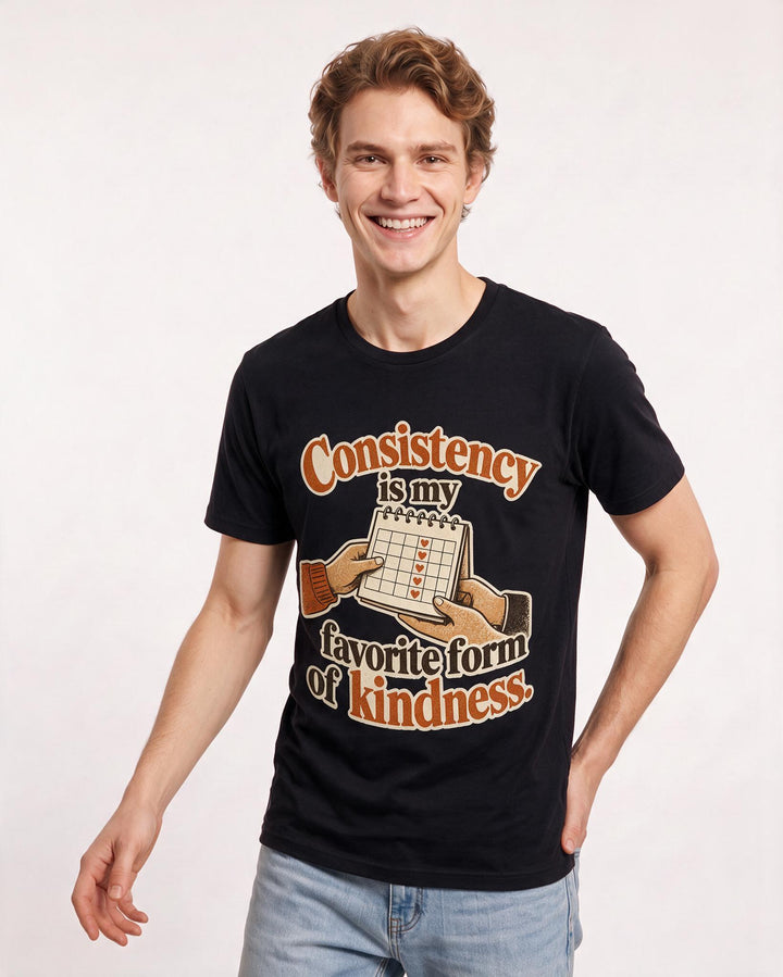 Neurodiversity Men's Black T-Shirt – Consistency is my favorite form of kindness. product image 3