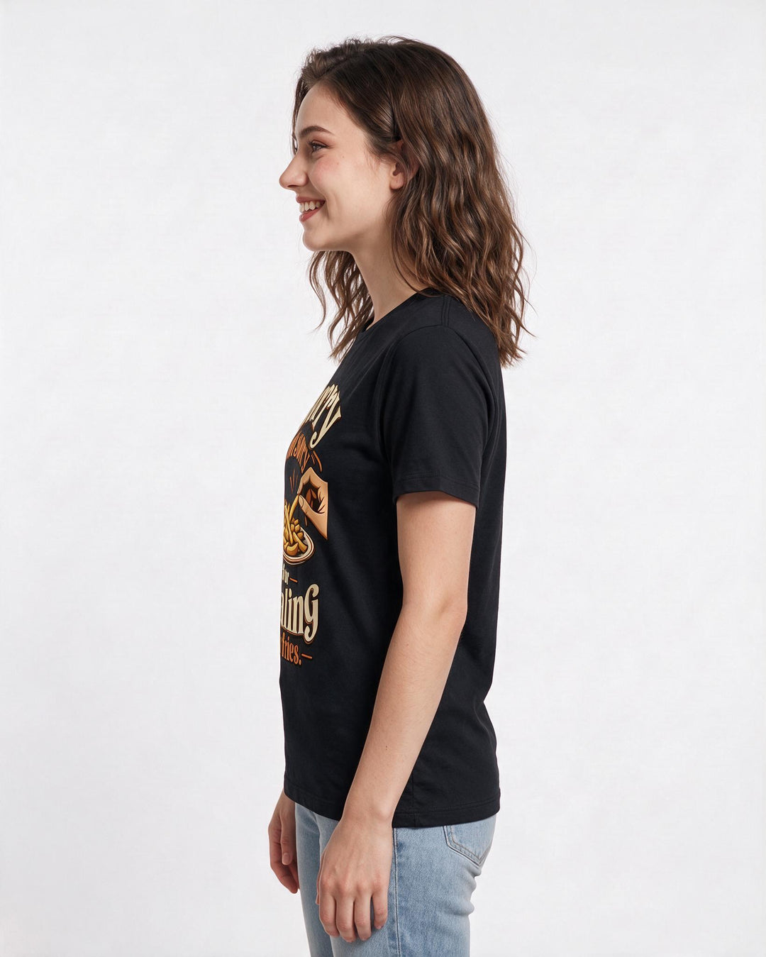Couples Black T-Shirt for Women – Everyday Expression Graphic Tee product image 2