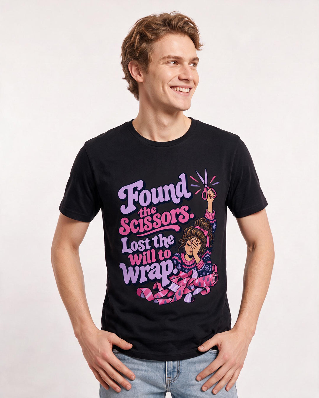 Christmas Black T-Shirt for Men – Holiday Theme Graphic Tee product image 1
