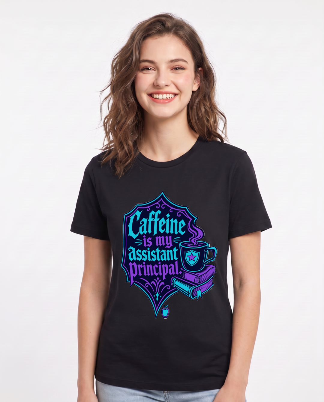 Teacher Gift Women's Black T-Shirt - Caffeine is my assistant product image 1