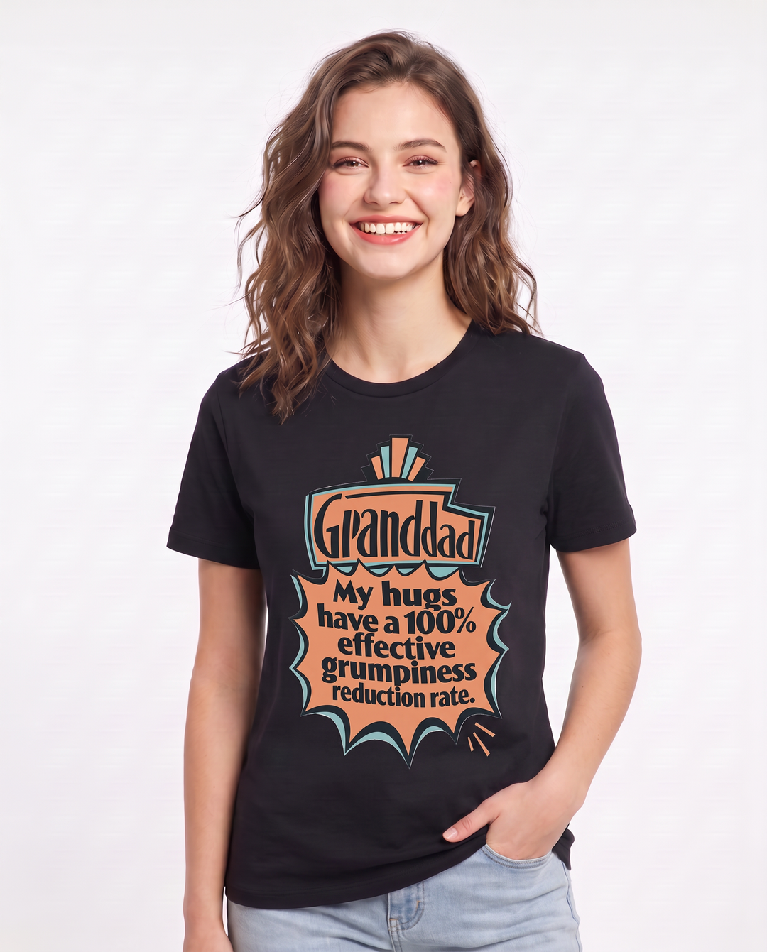 Graphic Women's Black T-Shirt - My hugs have a 100% effective product image 3