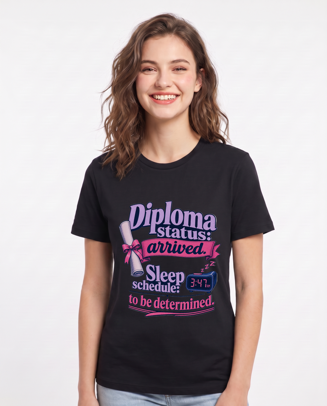 Graduation Black T-Shirt for Women – Everyday Expression Graphic Tee product image 3