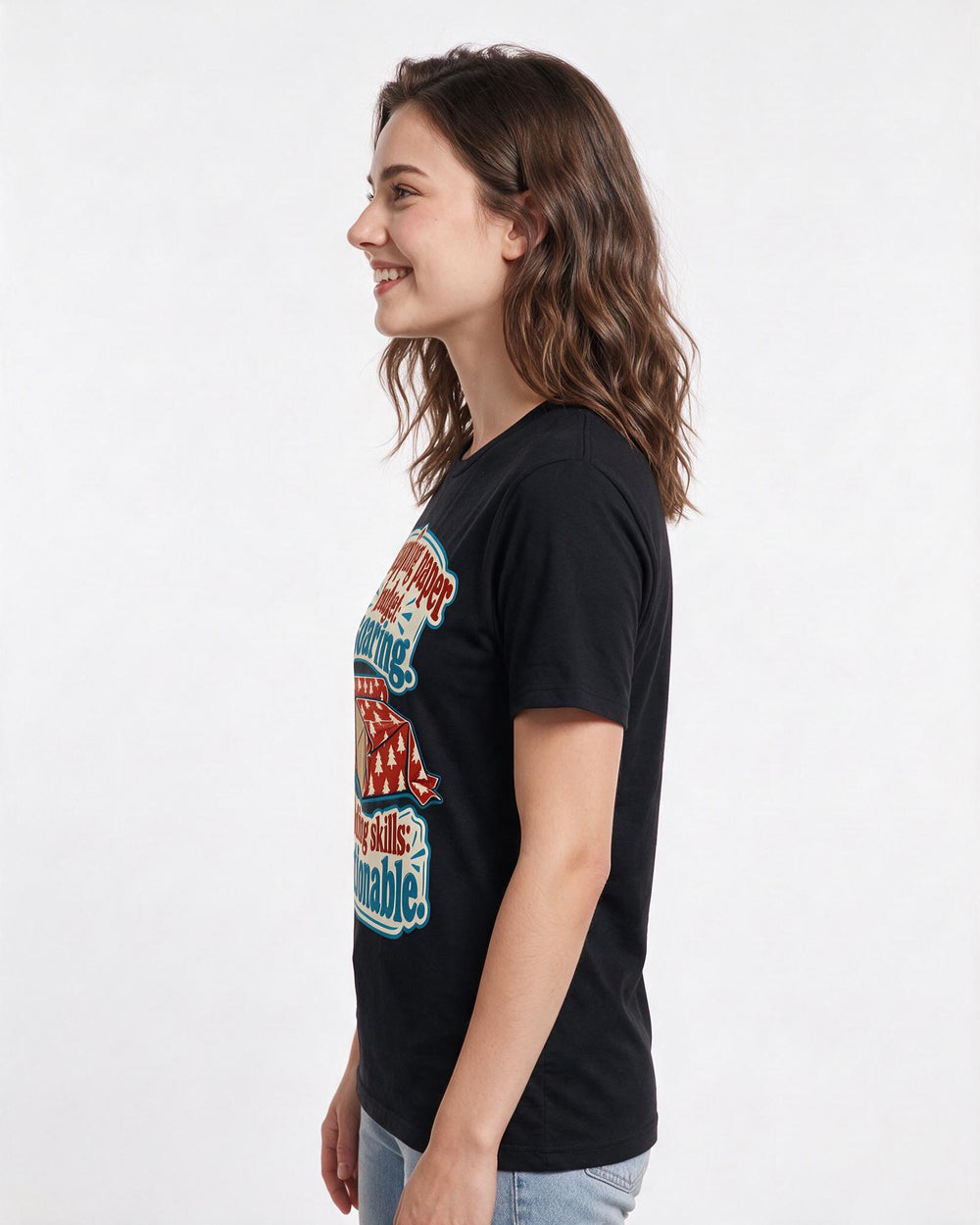 Christmas Black T-Shirt for Women – Holiday Theme Graphic Tee product image 2