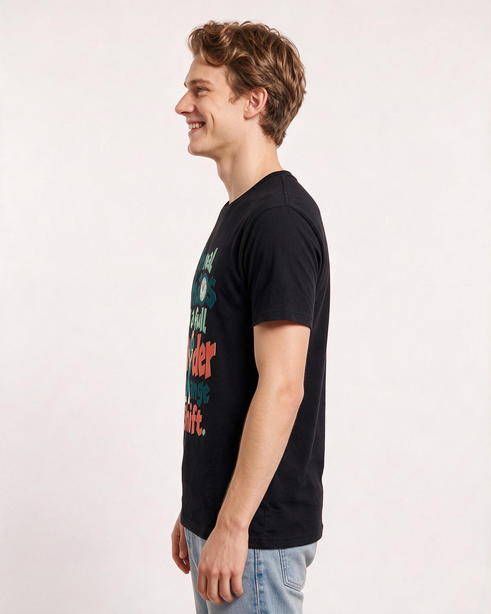 Funny Nurse Men's Black T-Shirt – The real chaos is a full bladder at change of shift. product image 2