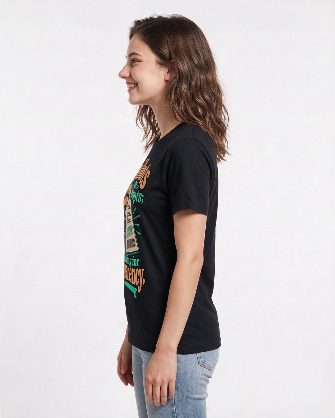 Political Statement Black T-Shirt for Women – Everyday Expression Graphic Tee product image 2