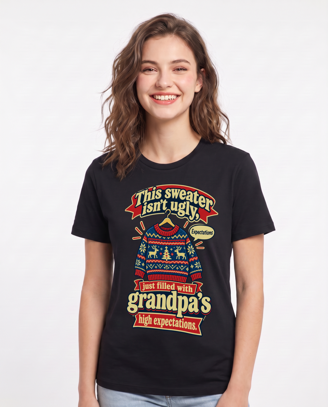 Christmas Black T-Shirt for Women – Holiday Theme Graphic Tee product image 3