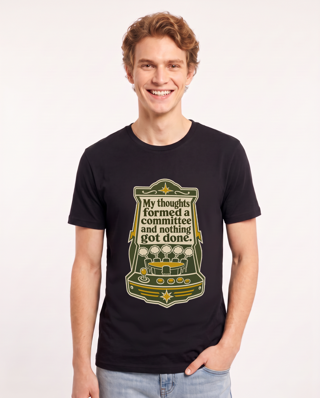 My thoughts formed a committee and nothing got done. - Men's Black T-Shirt product image 2