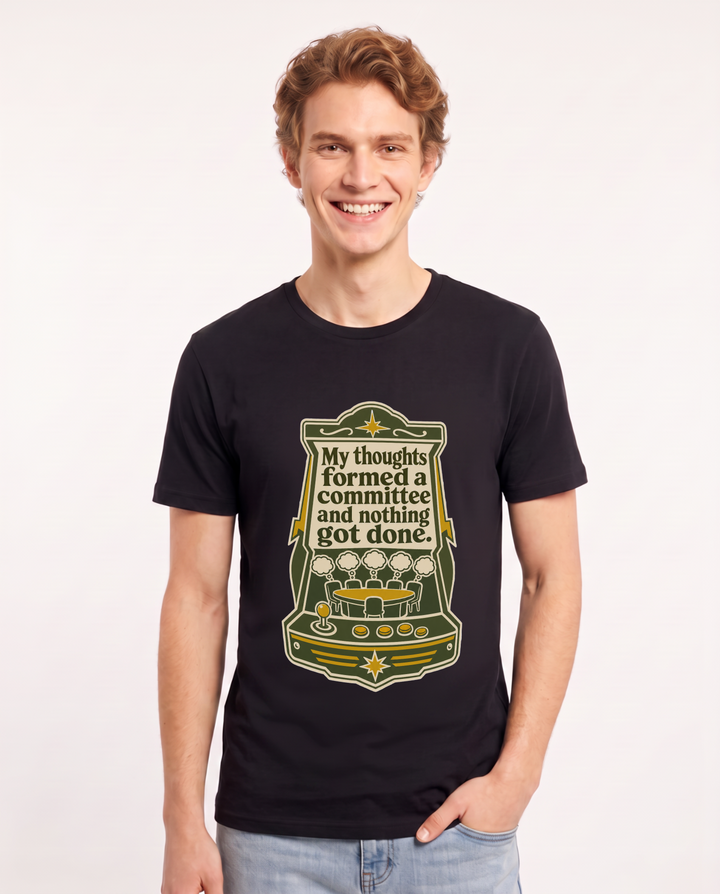 My thoughts formed a committee and nothing got done. - Men's Black T-Shirt product image 2