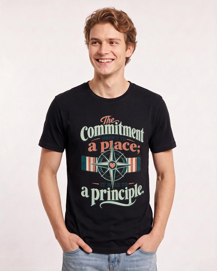 Veteran Men's Black T-Shirt – The commitment wasn't to a place; it was to a principle. product image 3