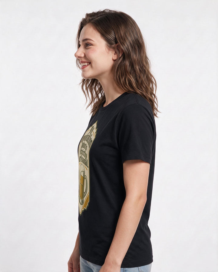 Funny Beer Women's Black T-Shirt - My hydration plan is strictly product image 2
