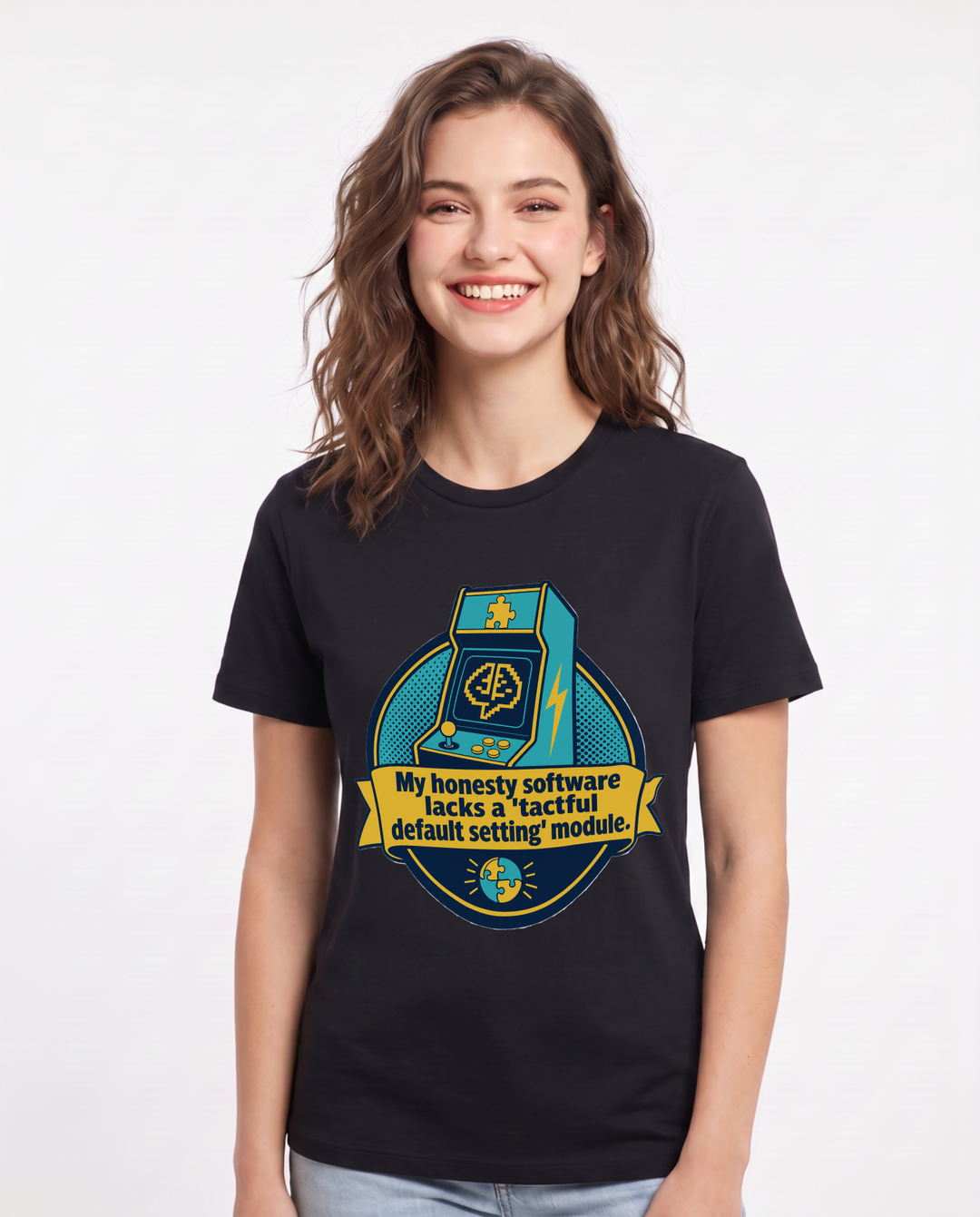Graphic Women's Black T-Shirt - My honesty software lacks a 'tactful product image 1