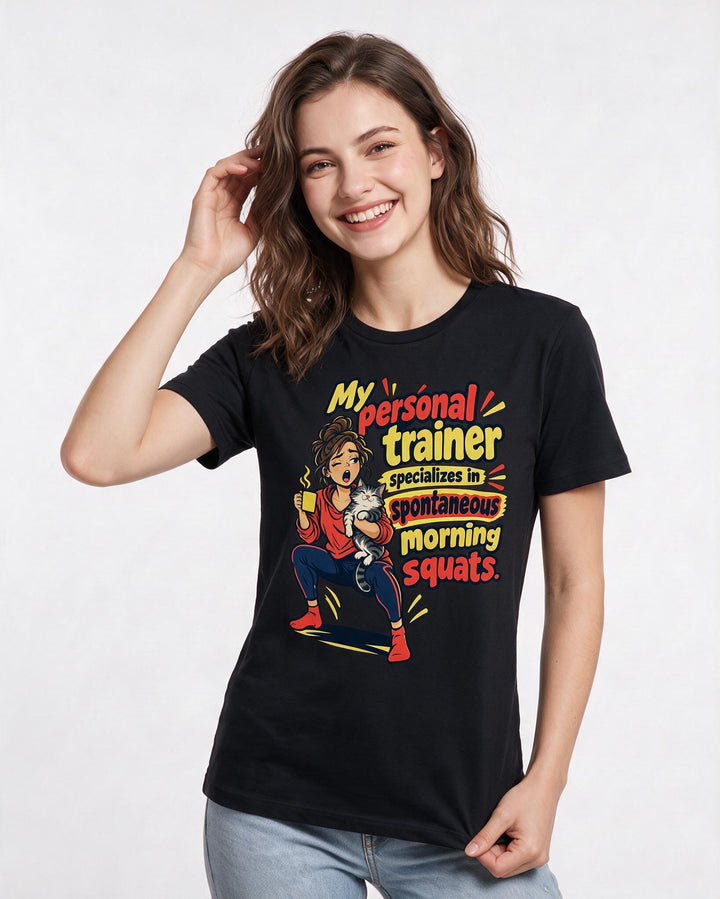 Cat Lover Black T-Shirt for Women – Everyday Expression Graphic Tee product image 1