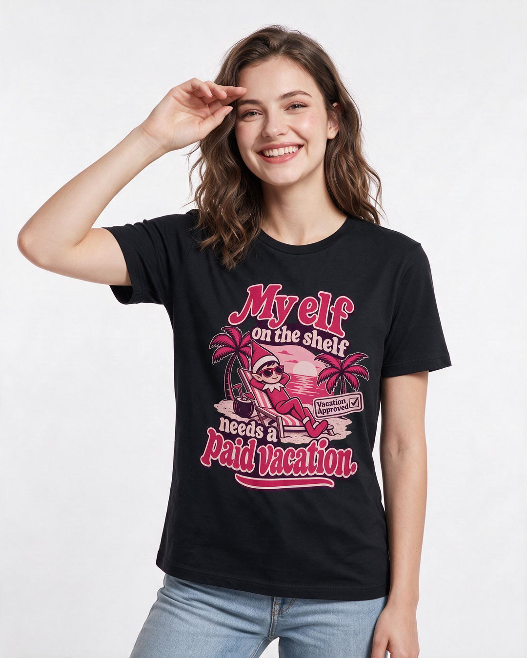 Christmas Black T-Shirt for Women – Holiday Theme Graphic Tee product image 1
