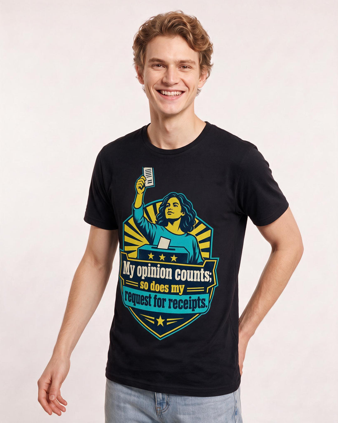 Political Statement Black T-Shirt for Men – Everyday Expression Graphic Tee product image 1