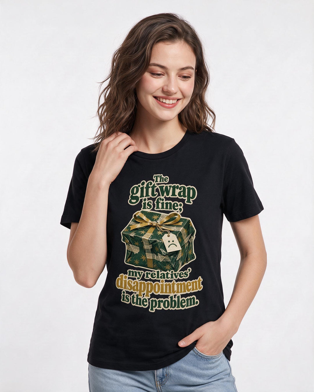 Christmas Black T-Shirt for Women – Holiday Theme Graphic Tee product image 1