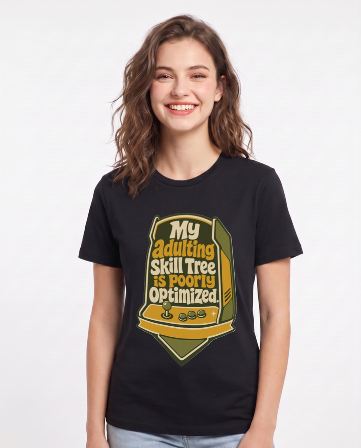 Gaming Women's Black T-Shirt - My adulting skill tree is poorly product image 1