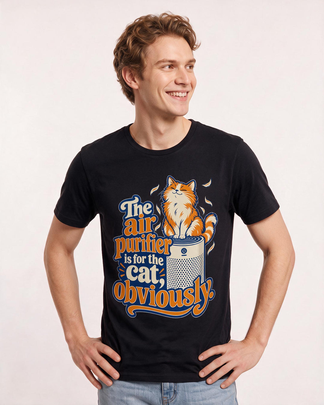 Cat Lover Black T-Shirt for Men – Everyday Expression Graphic Tee product image 1