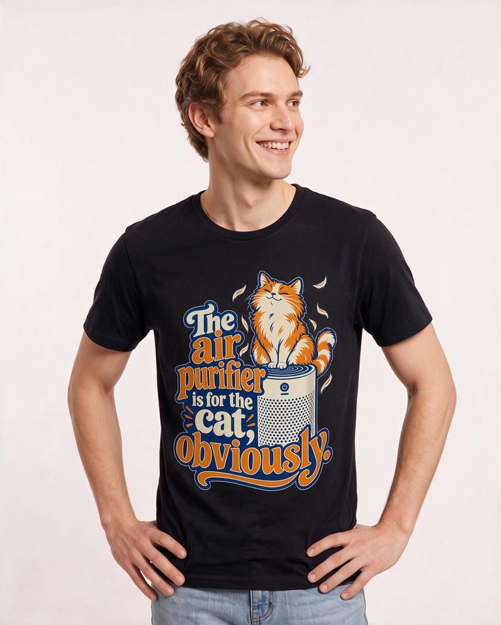Cat Lover Black T-Shirt for Men – Everyday Expression Graphic Tee product image 1