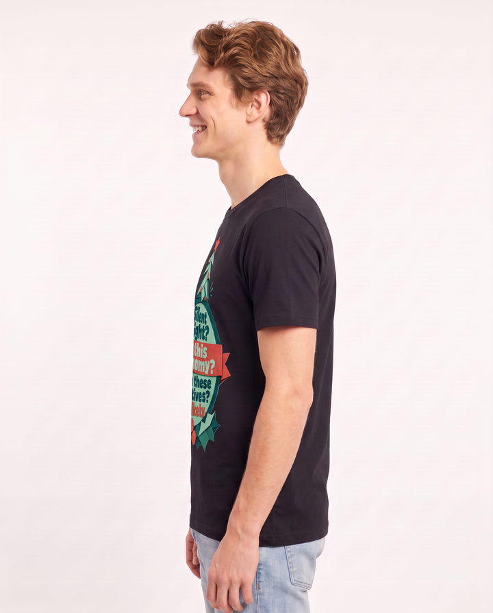 Christmas Men's Black T-Shirt - Silent night? In this economy? With product image 2