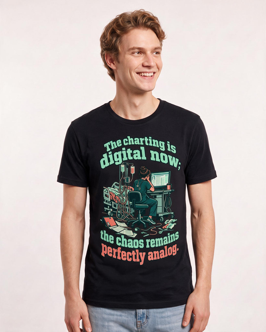 Nurse Black T-Shirt for Men – Nursing Life Graphic Tee product image 1