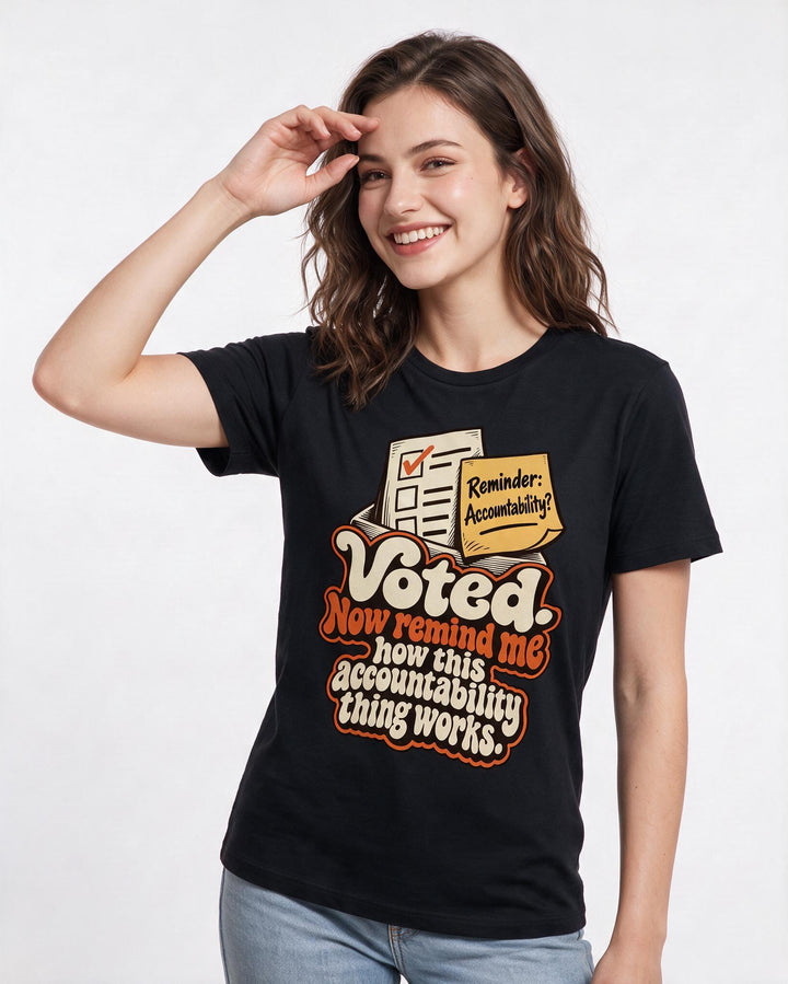 Political Statement Black T-Shirt for Women – Everyday Expression Graphic Tee product image 1