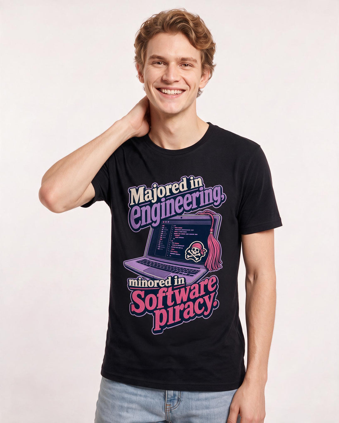 Funny Graduation Men's Black T-Shirt – Majored in engineering, minored in product image 3
