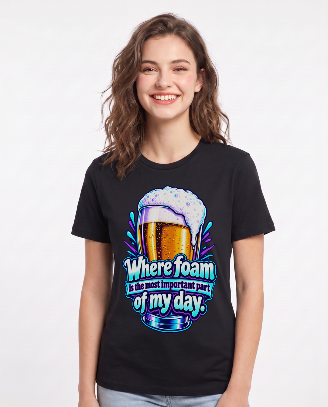 Beer Black T-Shirt for Women – Everyday Expression Graphic Tee product image 3