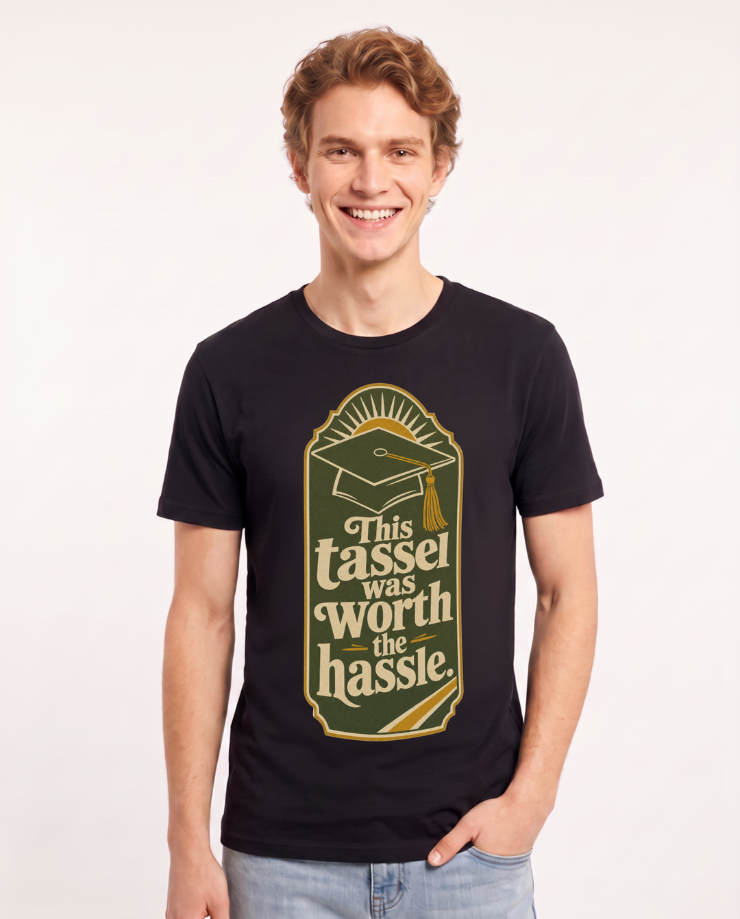 Graduation Gift Men's Black T-Shirt - This tassel was worth the product image 1