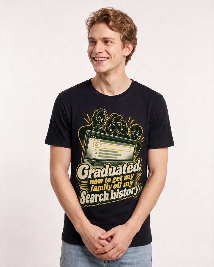 Graduation Black T-Shirt for Men – Everyday Expression Graphic Tee product image 1