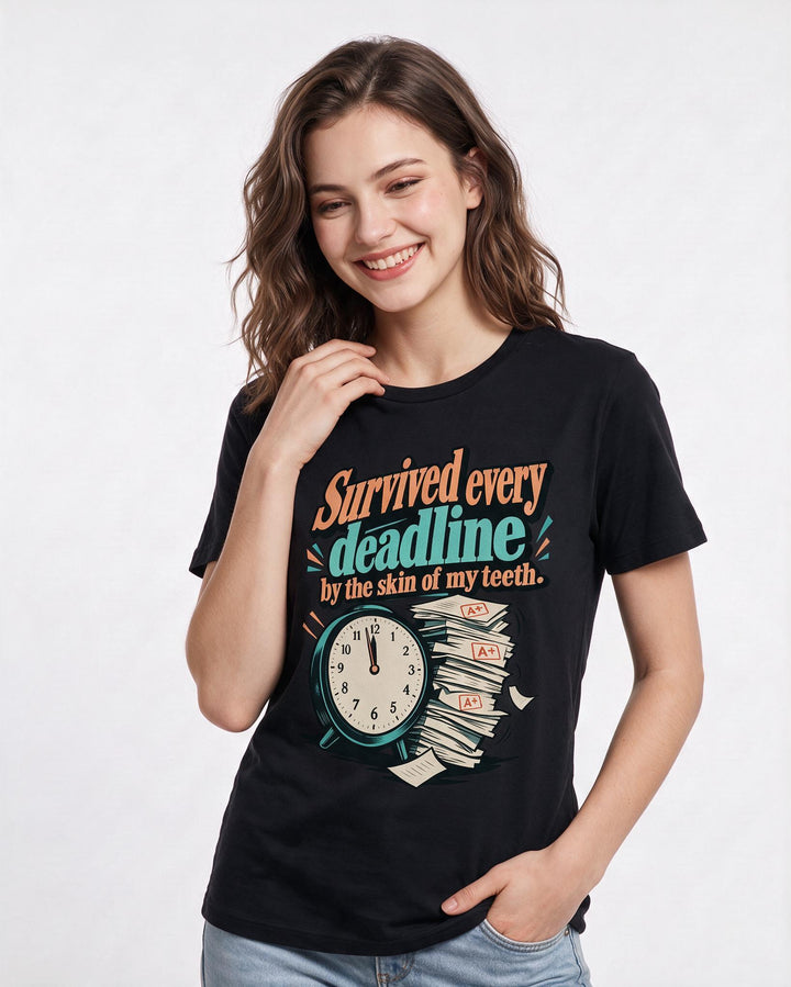 Graduation Black T-Shirt for Women – Everyday Expression Graphic Tee product image 1