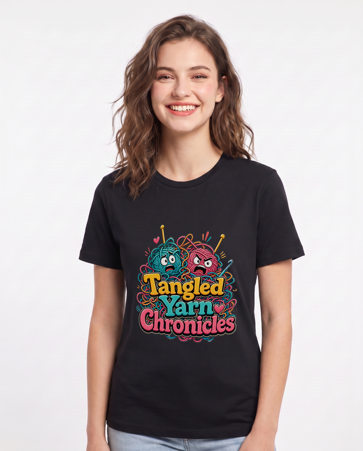 Tangled Yarn Chronicles Women's Black T-Shirt product image 2