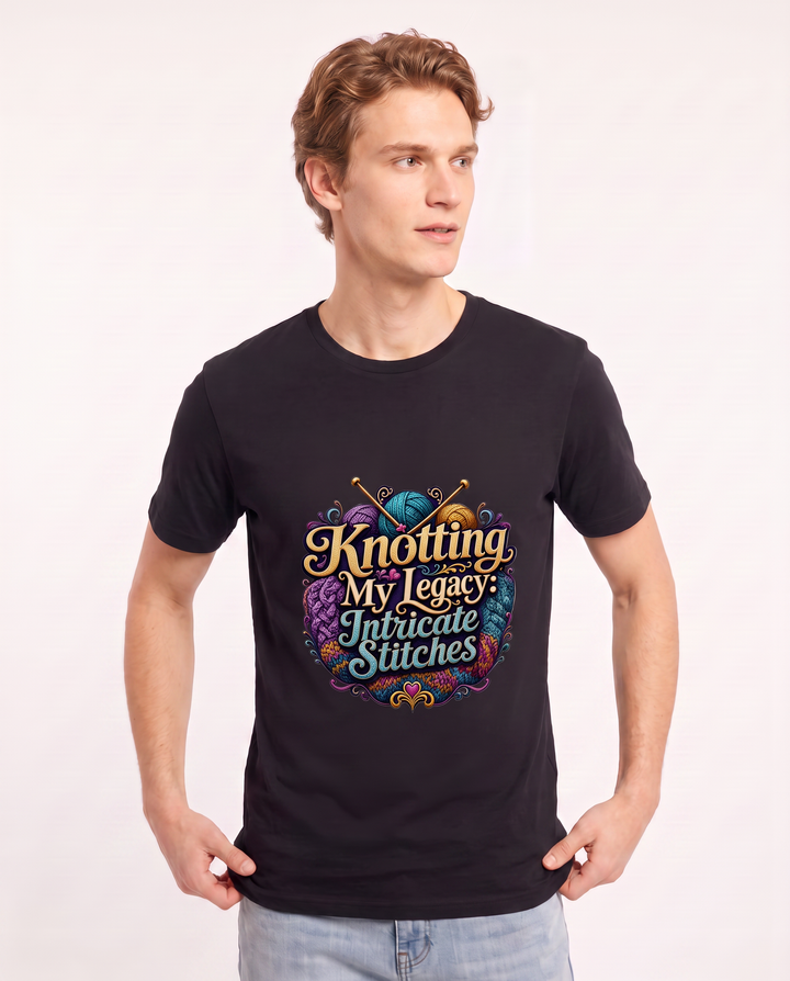 Knotting My Legacy: Intricate Stitches Men's Black T-Shirt product image 1