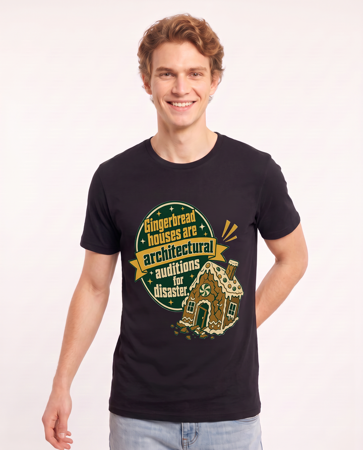 Christmas Men's Black T-Shirt - Gingerbread houses are architectural product image 3