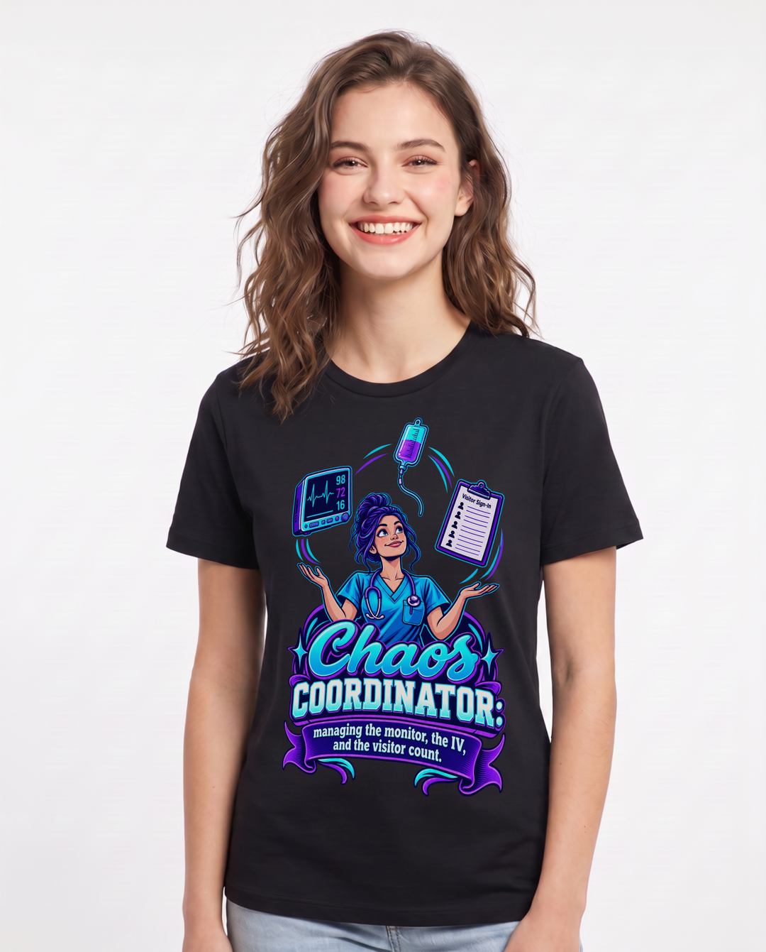 Nurse Black T-Shirt for Women – Nursing Life Graphic Tee product image 3