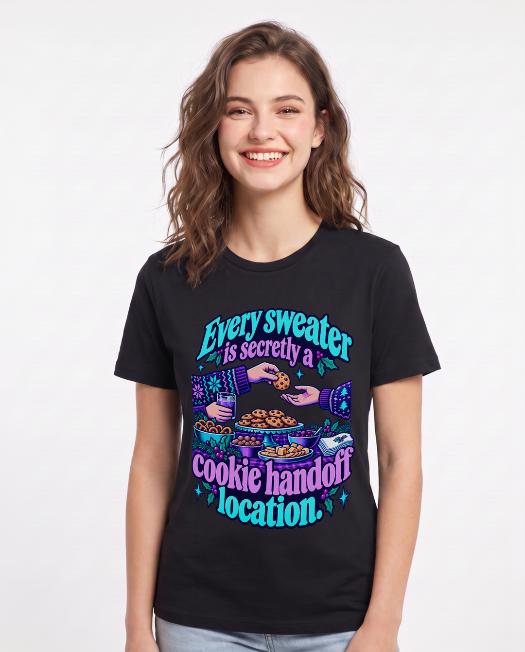Christmas Black T-Shirt for Women – Holiday Theme Graphic Tee product image 3