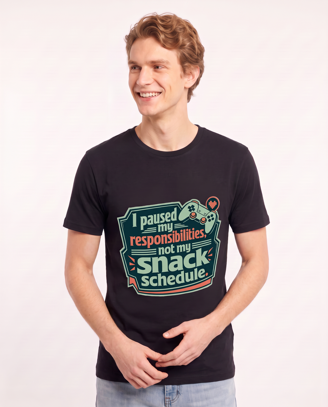 I paused my responsibilities, not my snack schedule. - Men's Black T-Shirt product image 1