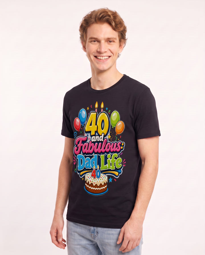 40 and Fabulous: Dad Life Men's Black T-Shirt product image 3