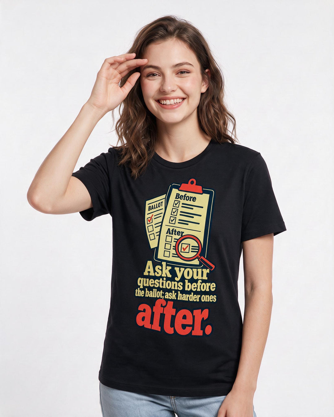 Political Statement Black T-Shirt for Women – Everyday Expression Graphic Tee product image 1