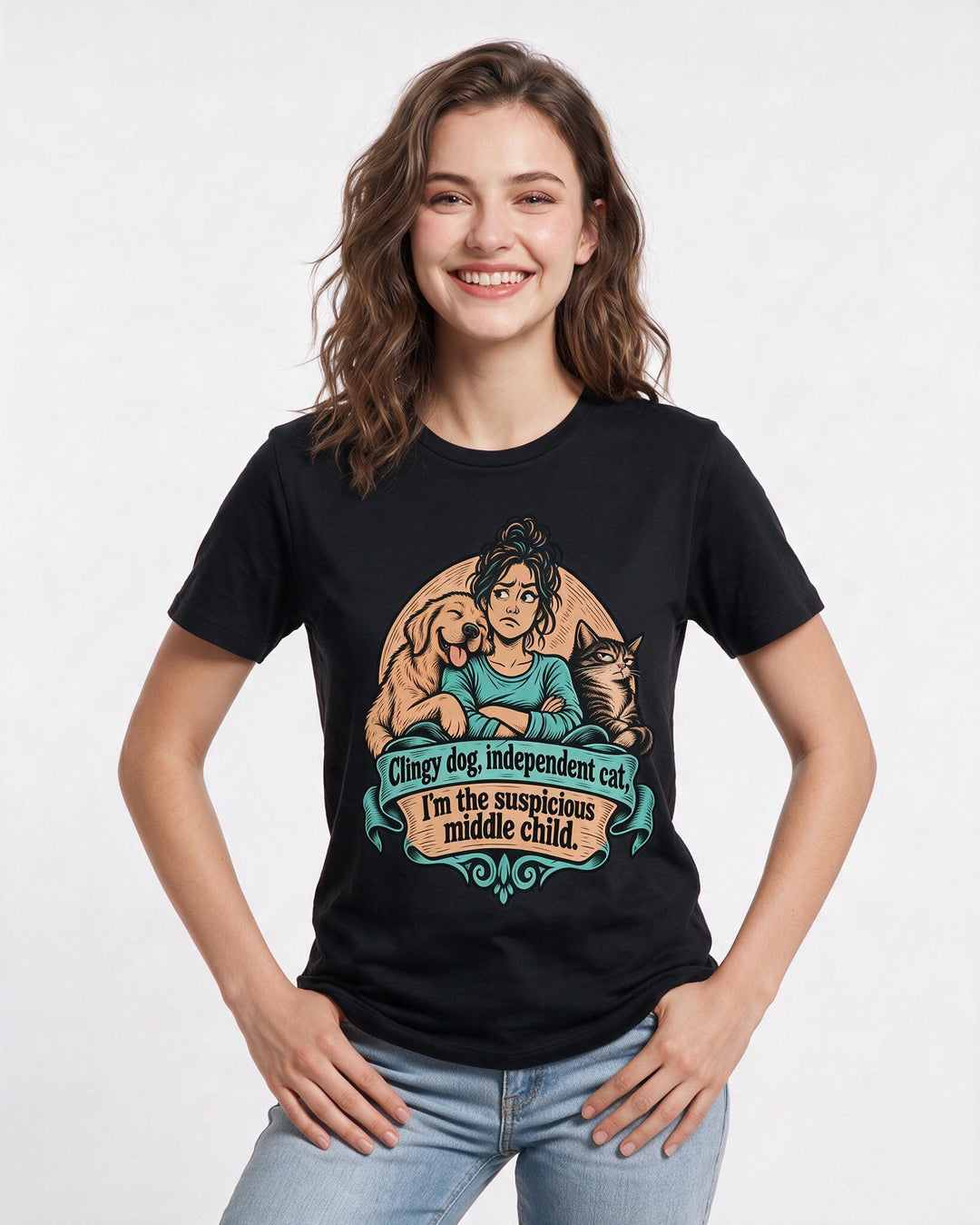 Cat Lover Black T-Shirt for Women – Everyday Expression Graphic Tee product image 1